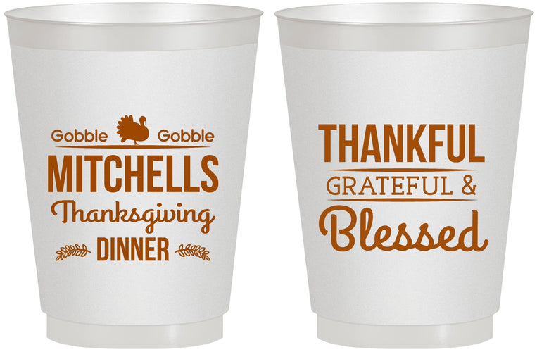 Personalized Thanksgiving 16 oz Frosted Cups - Thankful Blessed | 260032