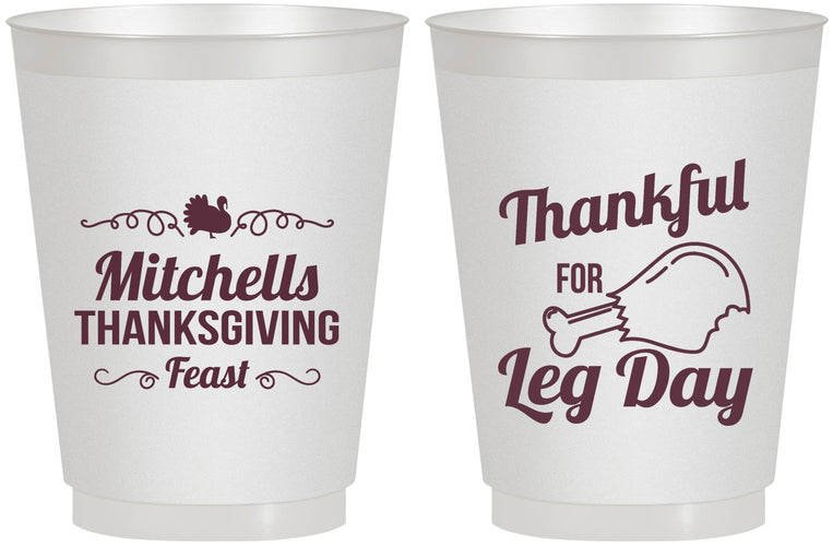 Personalized Thanksgiving 16 oz Frosted Cups - Leg Day | 260033