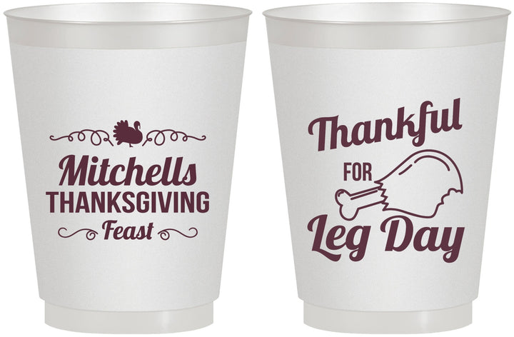 Personalized Thanksgiving 16 oz Frosted Cups - Leg Day | 260033
