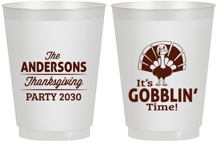 Personalized Thanksgiving 16 oz Frosted Cups - Turkey Gobblin | 260035
