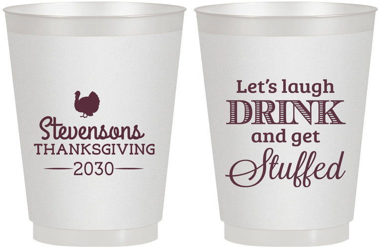 Personalized Thanksgiving 16 oz Frosted Cups - Turkey Stuffed | 260037