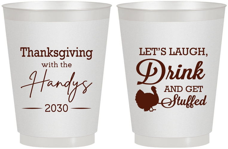 Personalized Thanksgiving 16 oz Frosted Cups - Turkey Stuffed | 260038
