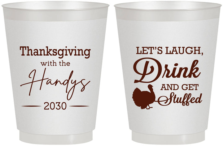 Personalized Thanksgiving 16 oz Frosted Cups - Turkey Stuffed | 260038