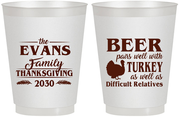 Personalized Thanksgiving 16 oz Frosted Cups - Turkey | 260042
