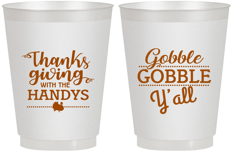 Personalized Thanksgiving 16 oz Frosted Cups - Gobble Gobble | 260044