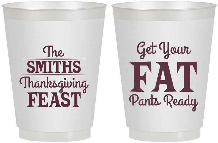 Personalized Thanksgiving 16 oz Frosted Cups - Fat Pants Ready | 260045