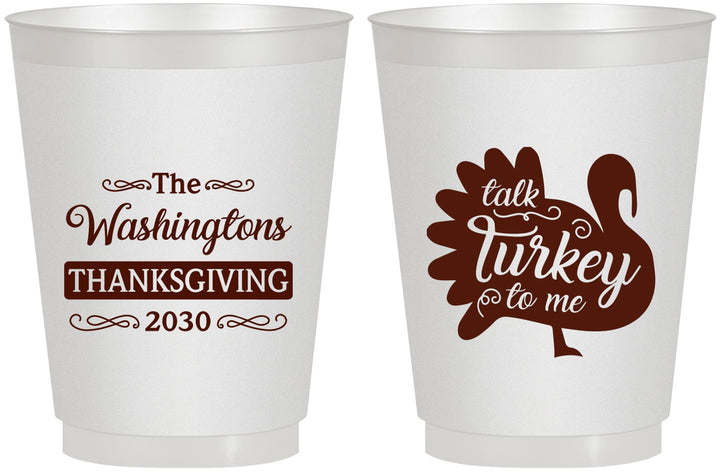 Personalized Thanksgiving 16 oz Frosted Cups - Talk Turkey To Me | 260046