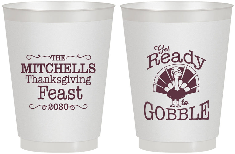 Personalized Thanksgiving 16 oz Frosted Cups - Turkey Gobble | 260049