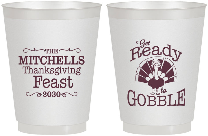 Personalized Thanksgiving 16 oz Frosted Cups - Turkey Gobble | 260049