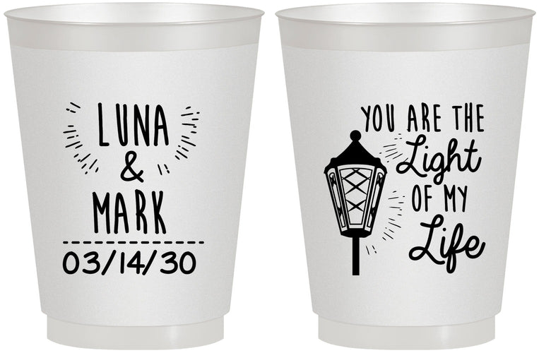 Personalized Wedding 16 oz Frosted Cups - You Are The Light Of My Life | 261
