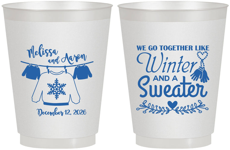 Personalized Wedding 16 oz Frosted Cups - Christmas Sweater | 265