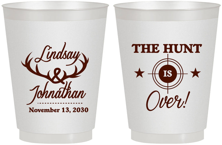 Personalized Wedding 16 oz Frosted Cups - The Hunt Is Over | 266