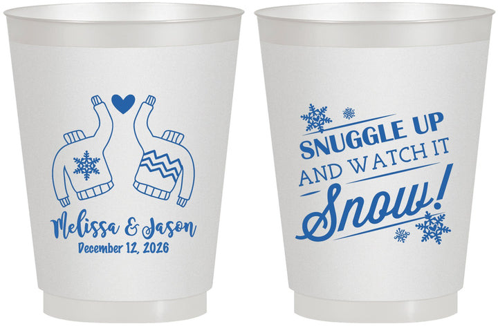 Personalized Wedding 16 oz Frosted Cups - Christmas Snow | 268