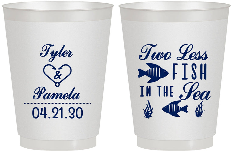 Personalized Wedding 16 oz Frosted Cups - Two Less Fish In The Sea | 270