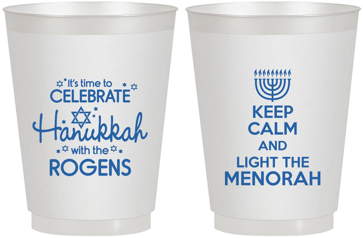Personalized Hanukkah 16 oz Frosted Cups - Menorah | 270013