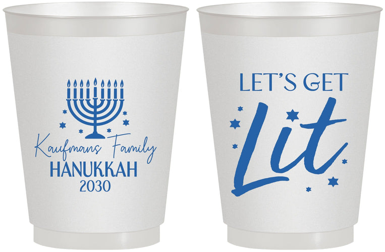 Personalized Hanukkah 16 oz Frosted Cups - Lets Get Lit | 270020