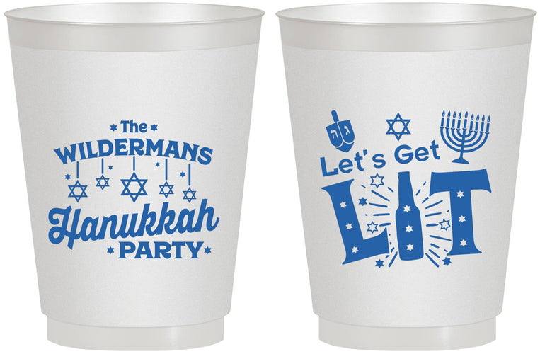 Personalized Hanukkah 16 oz Frosted Cups - Lets Get Lit | 270022