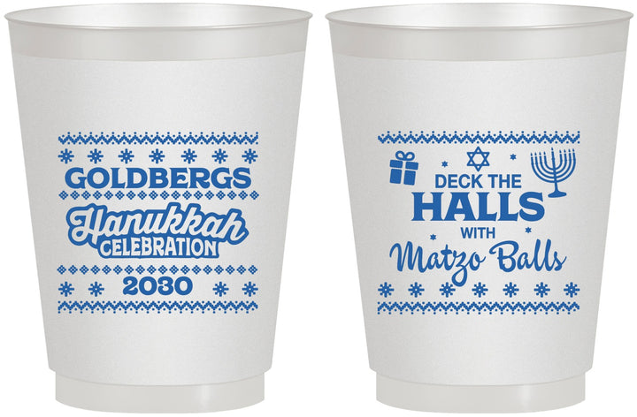 Personalized Hanukkah 16 oz Frosted Cups - Matzo Balls | 270029
