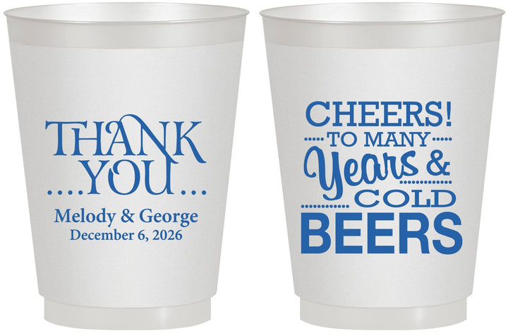 Personalized Wedding 16 oz Frosted Cups - Cheers Years Cold Beers | 271