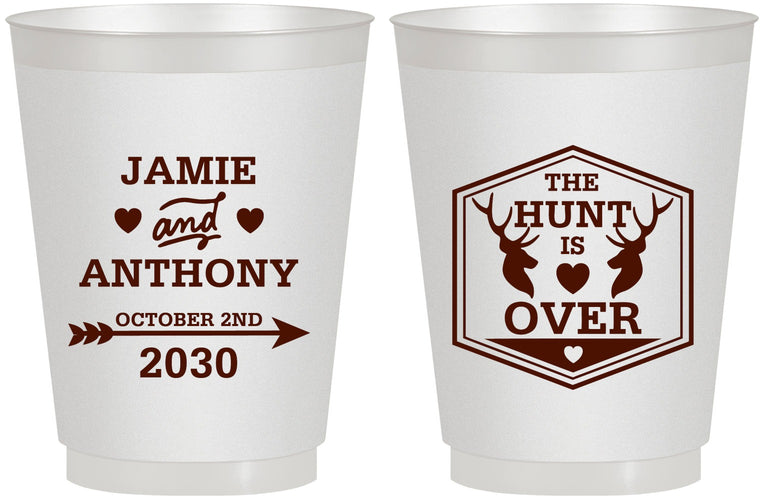 Personalized Wedding 16 oz Frosted Cups - The Hunt Is Over | 272