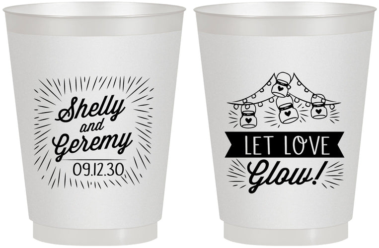 Personalized Wedding 16 oz Frosted Cups - Let Love Glow | 273