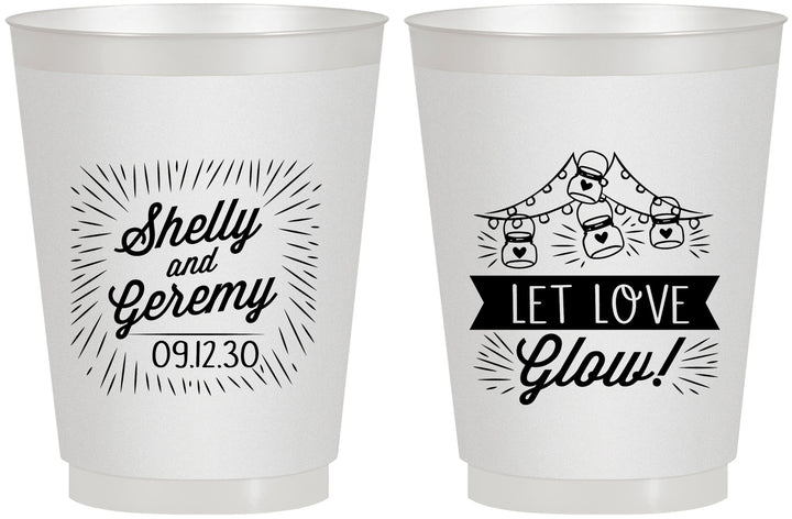 Personalized Wedding 16 oz Frosted Cups - Let Love Glow | 273