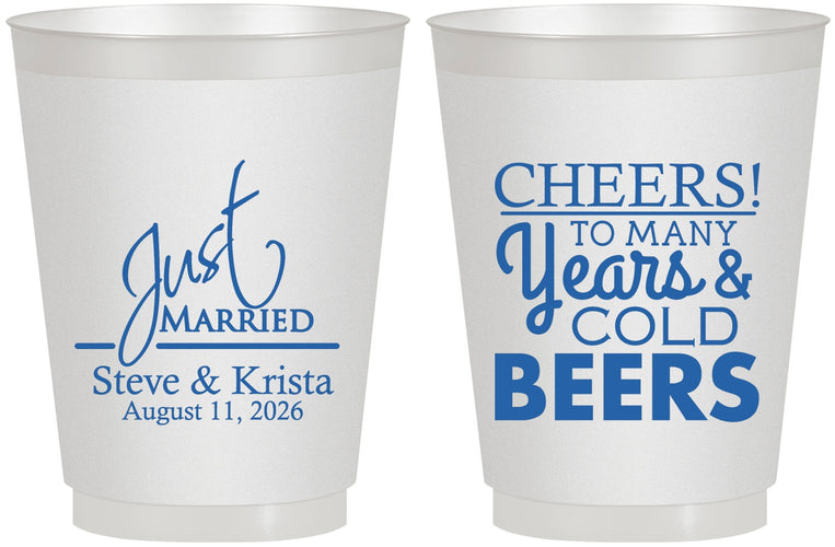 Personalized Wedding 16 oz Frosted Cups - Cheers Years Cold Beers | 274
