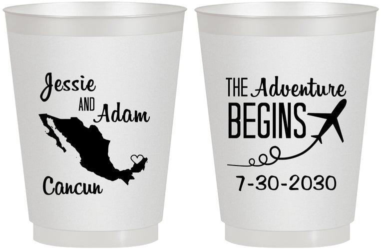 Personalized Wedding 16 oz Frosted Cups - The Adventure Begins | 275