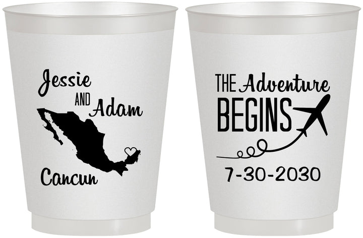 Personalized Wedding 16 oz Frosted Cups - The Adventure Begins | 275