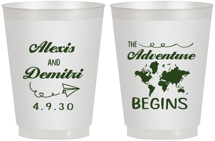 Personalized Wedding 16 oz Frosted Cups - The Adventure Begins | 276