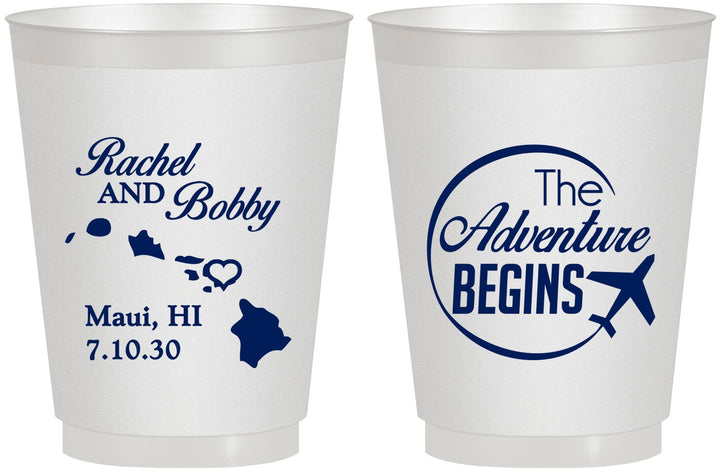 Personalized Wedding 16 oz Frosted Cups - The Adventure Begins | 278