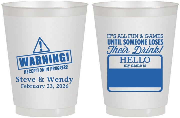 Personalized Wedding 16 oz Frosted Cups - Hello My Name Is | 280
