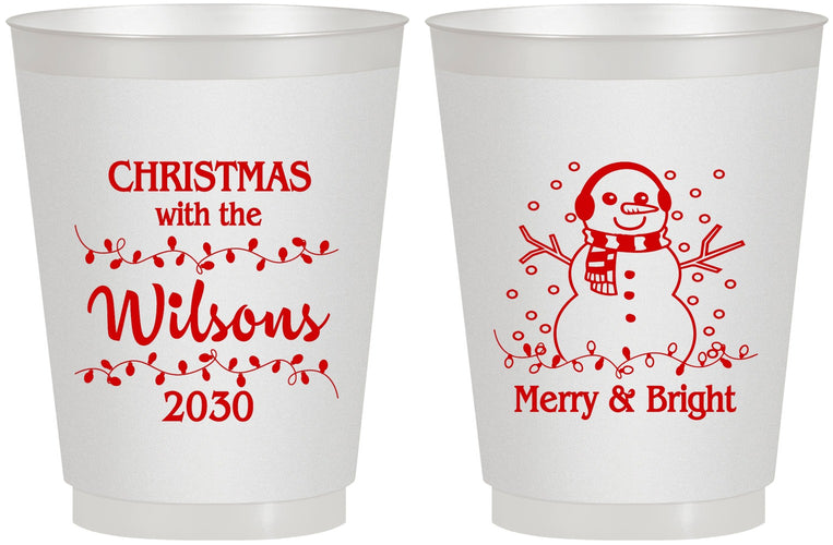 Personalized Christmas 16 oz Frosted Cups - Snowman | 280002