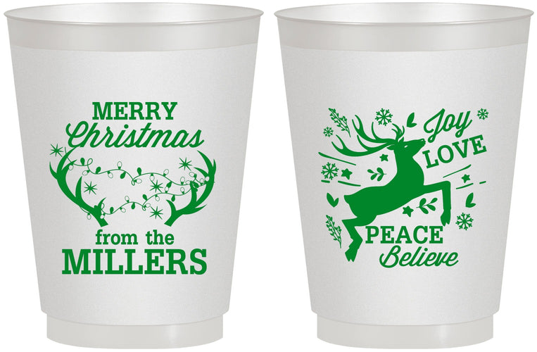 Personalized Christmas 16 oz Frosted Cups - Reindeer | 280003