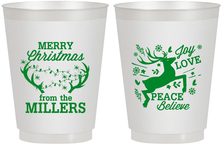 Personalized Christmas 16 oz Frosted Cups - Reindeer | 280003