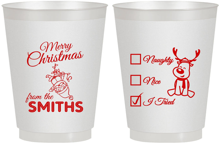 Personalized Christmas 16 oz Frosted Cups - Naughty Or Nice | 280004