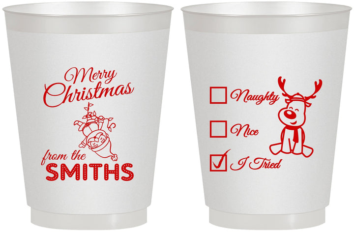 Personalized Christmas 16 oz Frosted Cups - Naughty Or Nice | 280004