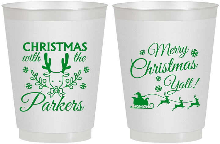 Personalized Christmas 16 oz Frosted Cups - Reindeer | 280005