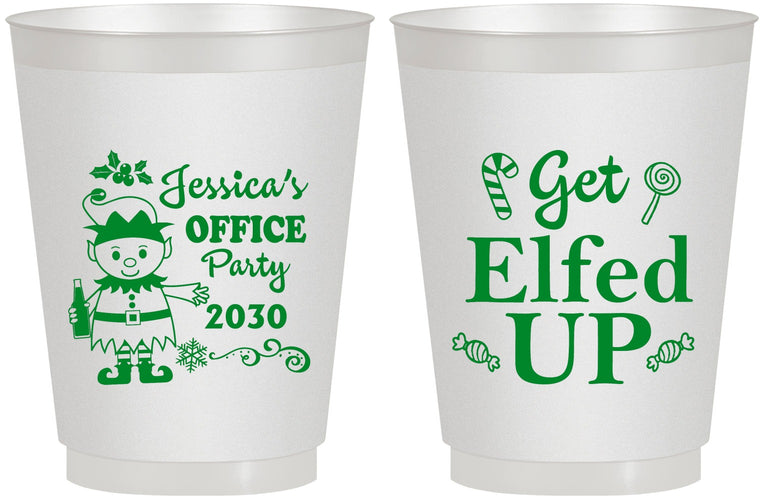 Personalized Christmas 16 oz Frosted Cups - Lets Get Elfed Up | 280007
