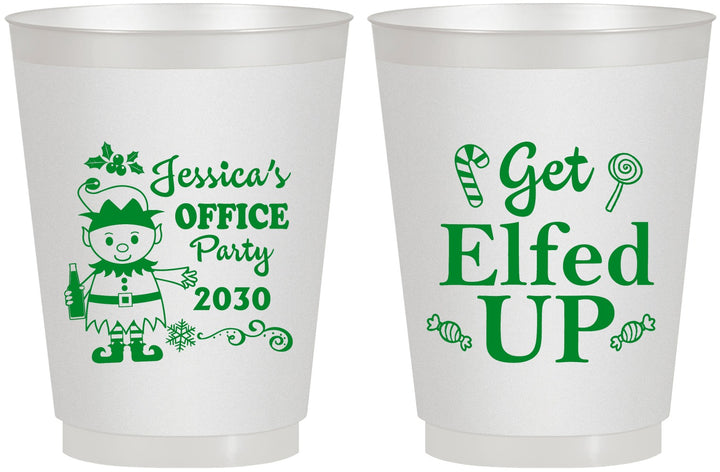 Personalized Christmas 16 oz Frosted Cups - Lets Get Elfed Up | 280007