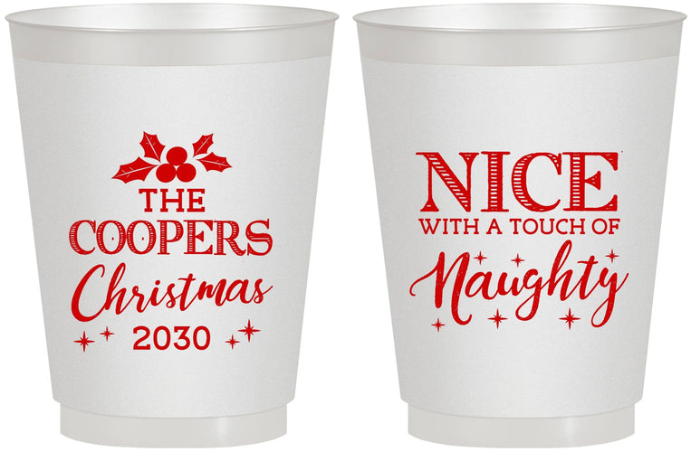 Personalized Christmas 16 oz Frosted Cups - Naughty Or Nice | 280008