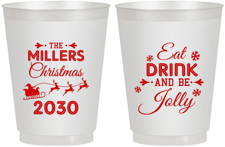 Personalized Christmas 16 oz Frosted Cups - Eat Drink And Be Jolly | 280010