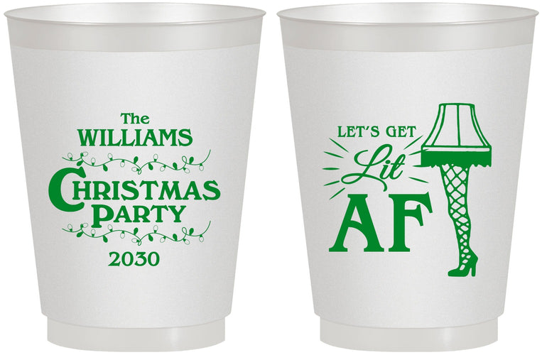 Personalized Christmas 16 oz Frosted Cups - Lit Af | 280011