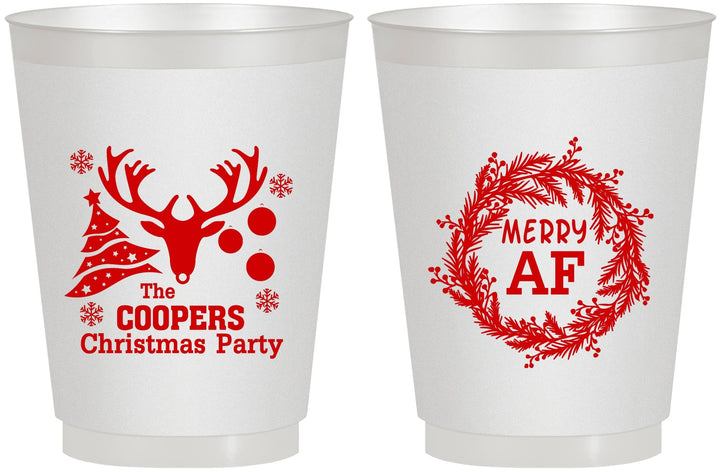 Personalized Christmas 16 oz Frosted Cups - Merry Af | 280014