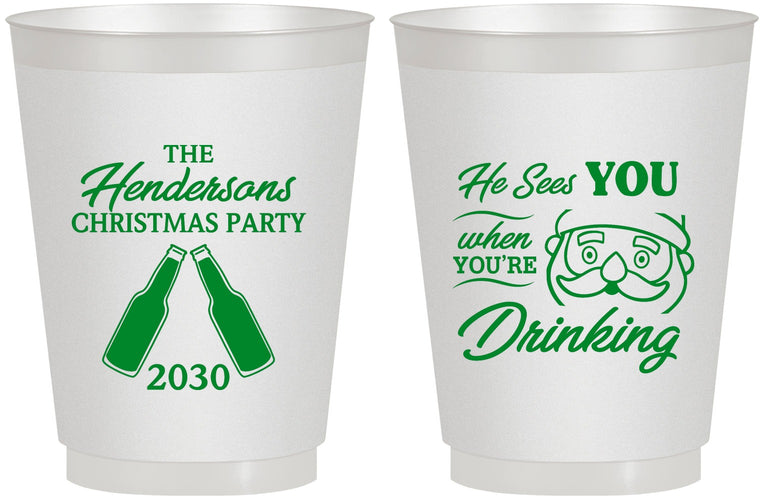 Personalized Christmas 16 oz Frosted Cups - Santa | 280015