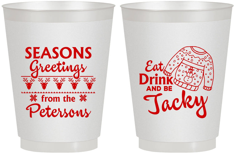 Personalized Christmas 16 oz Frosted Cups - Eat Drink Be Jacky | 280016