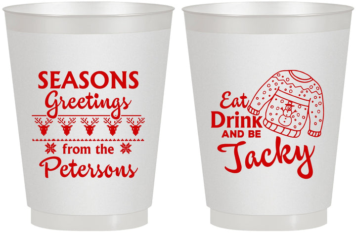 Personalized Christmas 16 oz Frosted Cups - Eat Drink Be Jacky | 280016
