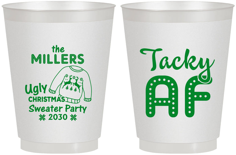 Personalized Christmas 16 oz Frosted Cups - Tacky Af | 280017