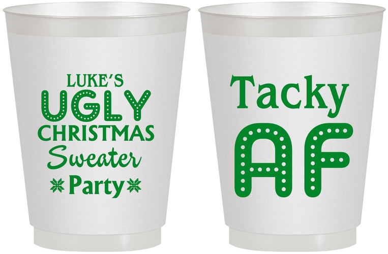 Personalized Christmas 16 oz Frosted Cups - Tacky Af | 280021