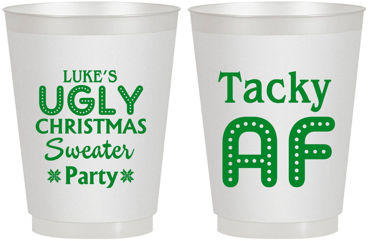 Personalized Christmas 16 oz Frosted Cups - Tacky Af | 280021